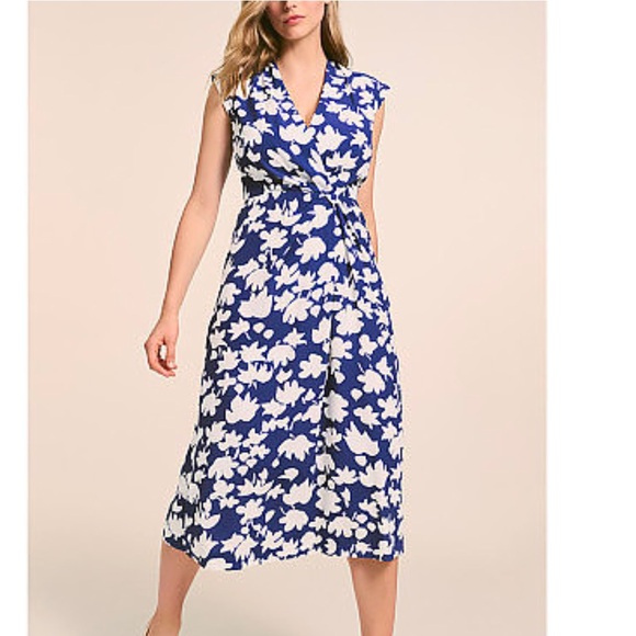 The Fold London Dresses & Skirts - The Fold London Livorno Midi Dress French Navy Blue Ivory Floral Dress 12 NEW